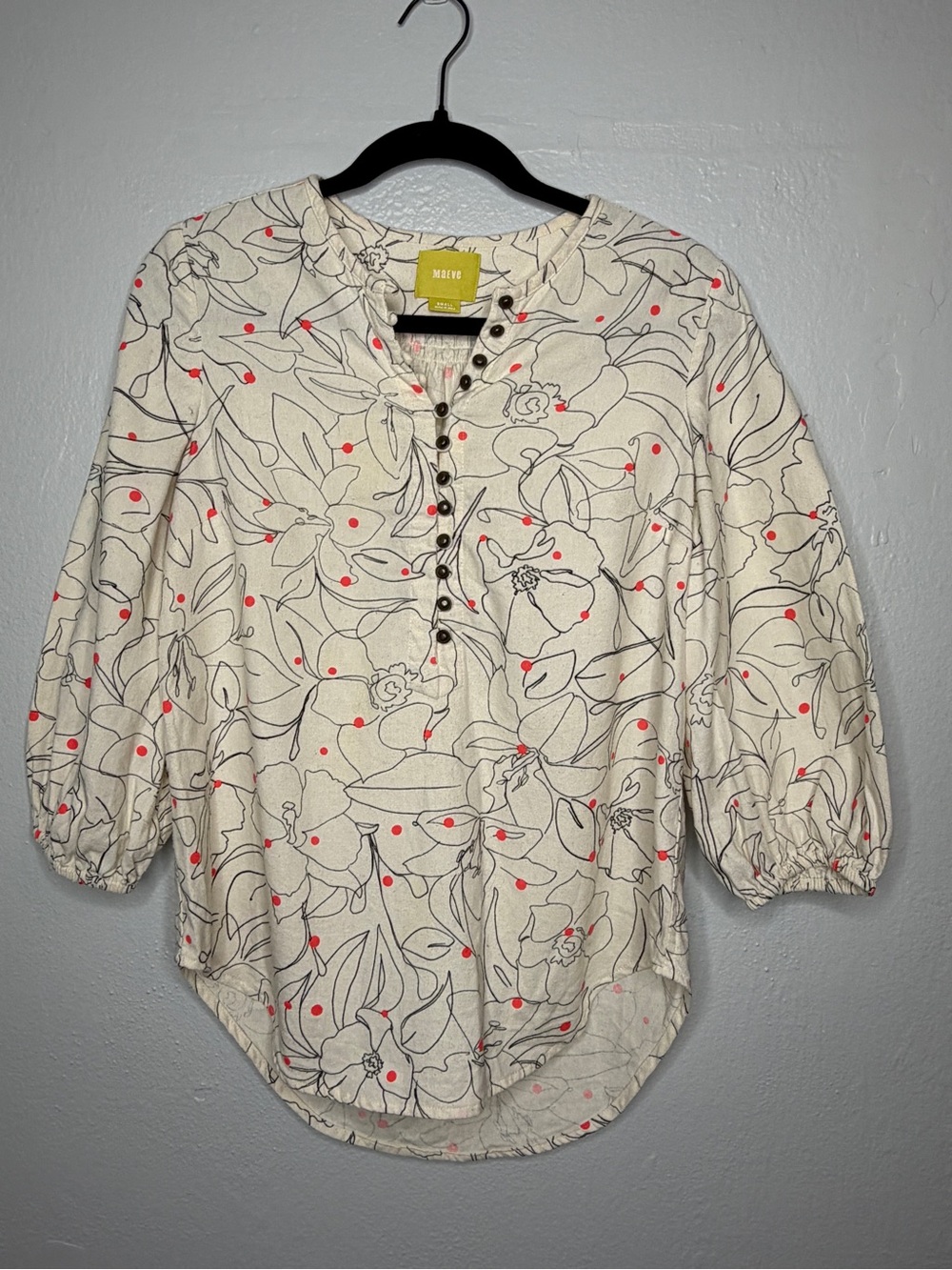 Maeve for Anthropologie Bethesda floral flannel peasant blouse